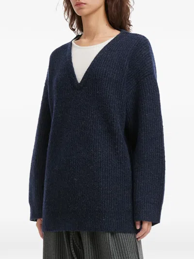 B+ab V-neck Sweater In Blue