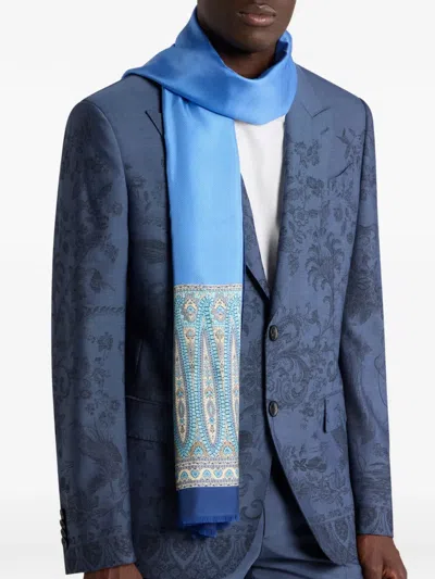 Etro Paisley-pattern Scarf In Blue