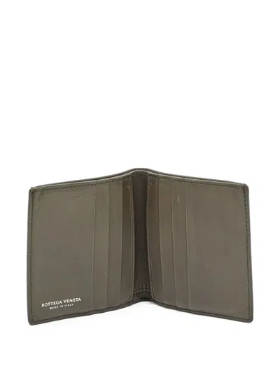 Pre-owned Bottega Veneta Intrecciato Leather Bifold Wallet In Green