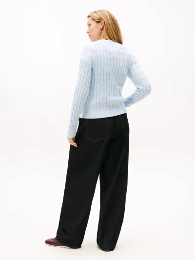 Tommy Hilfiger Cable-knit Logo Sweater In Blue