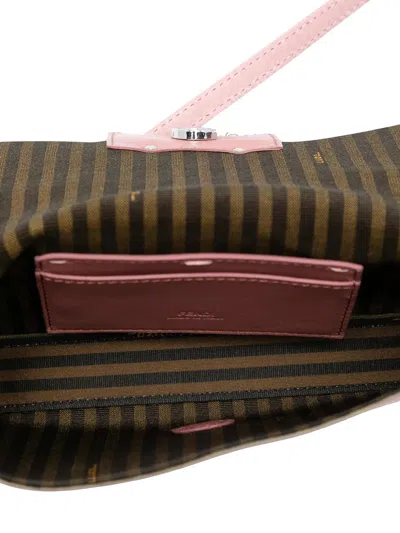 Pre-owned Fendi 2000-2025 Satin Baguette Phone Pouch Satchel In Pink