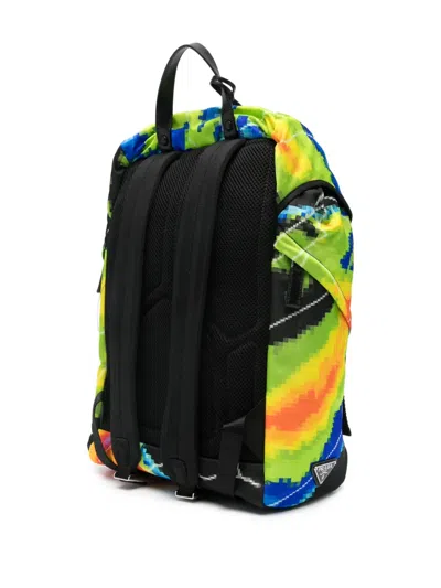 Prada Pixel-print Backpack In Green
