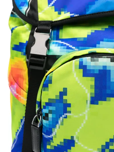 Prada Pixel-print Backpack In Green