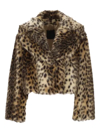Bb Couture Leopard Faux-fur Jacket In Brown
