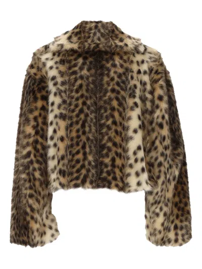 Bb Couture Leopard Faux-fur Jacket In Brown