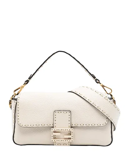 Pre-owned Fendi 2010-2025 Medium Leather Selleria Baguette Satchel In Brown