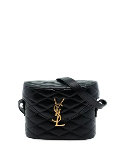 Pre-owned Saint Laurent 2023 Quilted Lambskin Monogram June Box Bag Crossbody Bag In Black