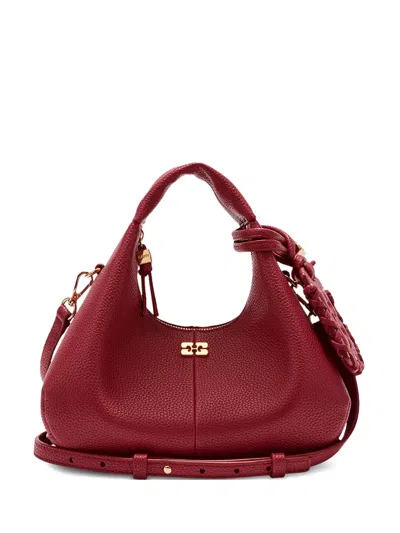 Ganni Braided Detail Satchel In Red