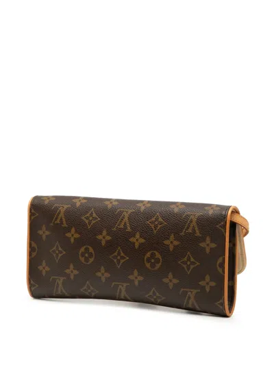 Pre-owned Louis Vuitton 2000-2009 Monogram Pochette Twin Gm Crossbody Bag In Brown