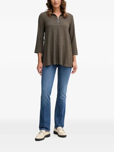 Joseph Ribkoff Zip Textured Top In Multi