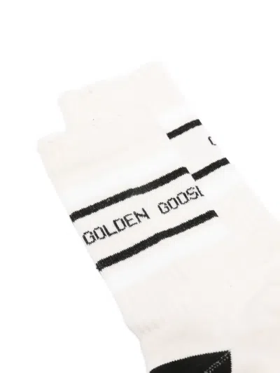 Golden Goose Stripes Logo Socks In Neutral