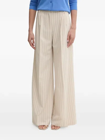 Fracomina Cropped Pinstripe Wide-leg Trousers In Neutral