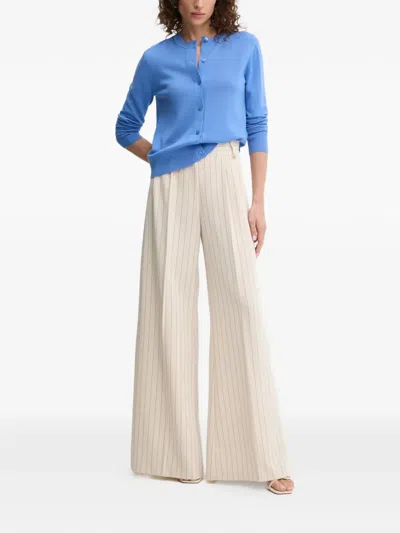 Fracomina Cropped Pinstripe Wide-leg Trousers In Neutral