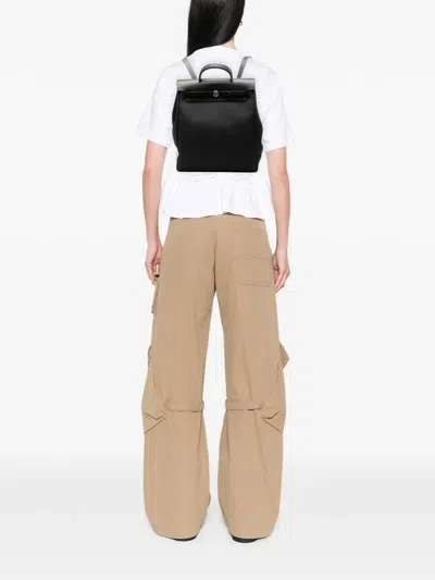 Pre-owned Hermes 2003 Toile Herbag Gm Backpack In Black