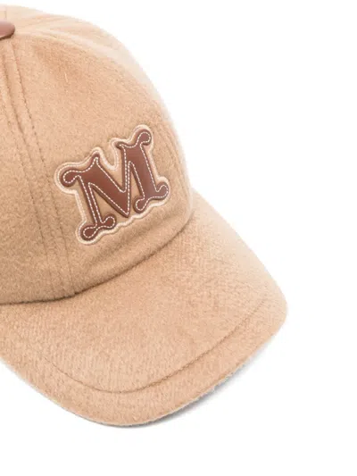 Max Mara Felted Initial Cashmere Cap In White