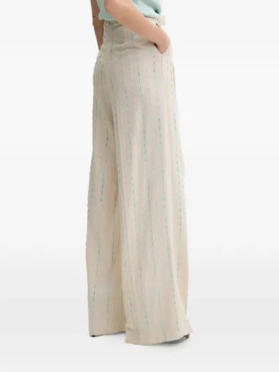 Fracomina Striped Linen Trousers In Gray