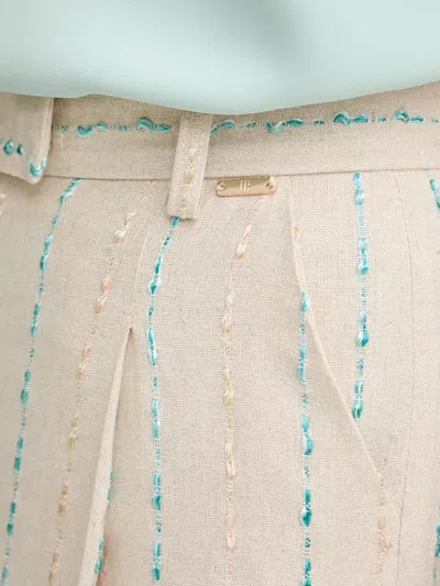 Fracomina Striped Linen Trousers In Gray