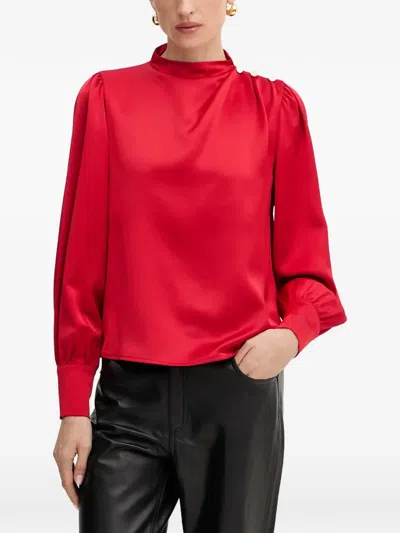 Fracomina Button High-neck Top In Red