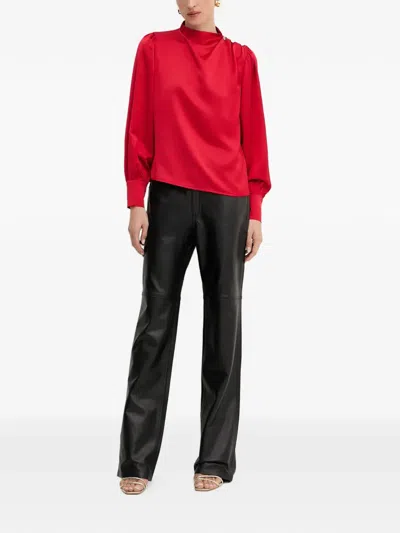 Fracomina Button High-neck Top In Red