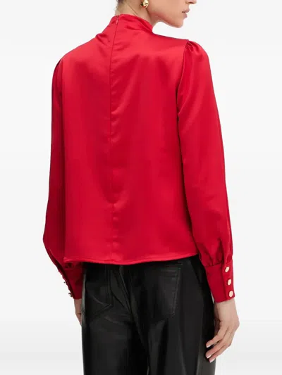 Fracomina Button High-neck Top In Red