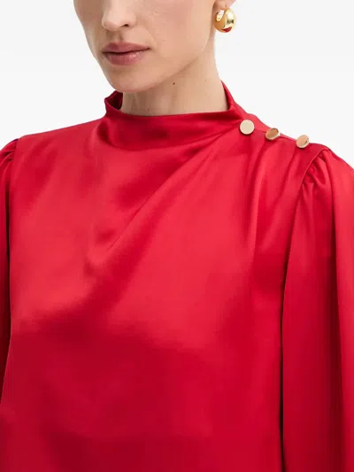 Fracomina Button High-neck Top In Red