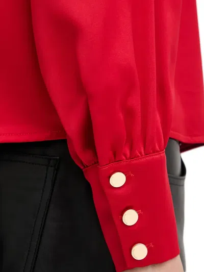 Fracomina Button High-neck Top In Red