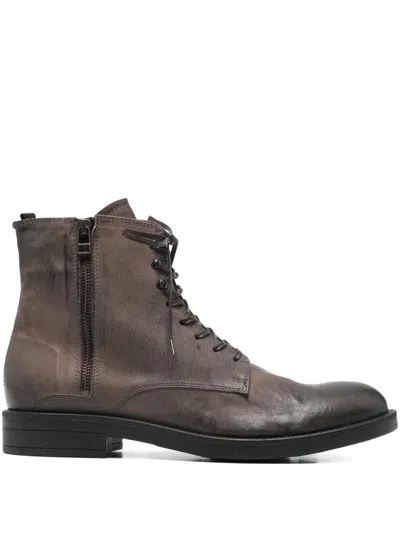 Leqarant Zip Leather Boots In Brown