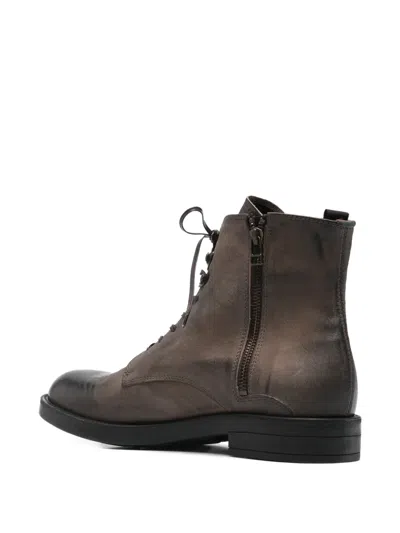 Leqarant Zip Leather Boots In Brown