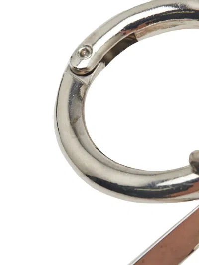 Pre-owned Saint Laurent 20th Century Silver Plated Rhinestones Logo Keychain Key Chain