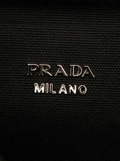 Pre-owned Prada 2013-2025 Canvas Canapa Logo Bucket Bag In Black