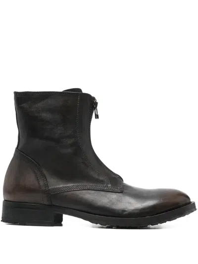 Leqarant Zip Leather Boots In Black