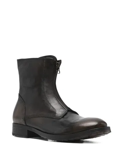 Leqarant Zip Leather Boots In Black