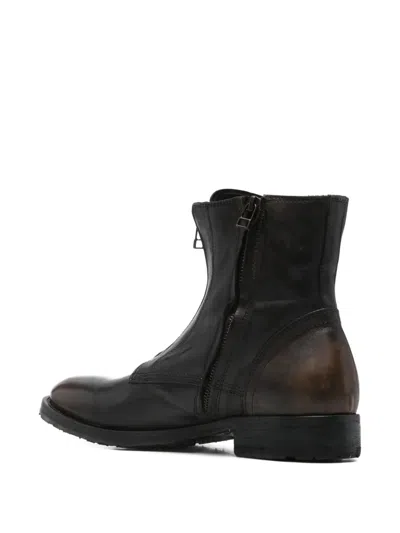 Leqarant Zip Leather Boots In Black