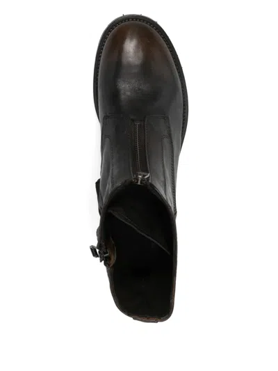 Leqarant Zip Leather Boots In Black