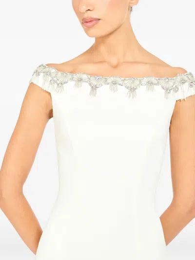 Jenny Packham Valorie Off-shoulder Midi Dress In Multi