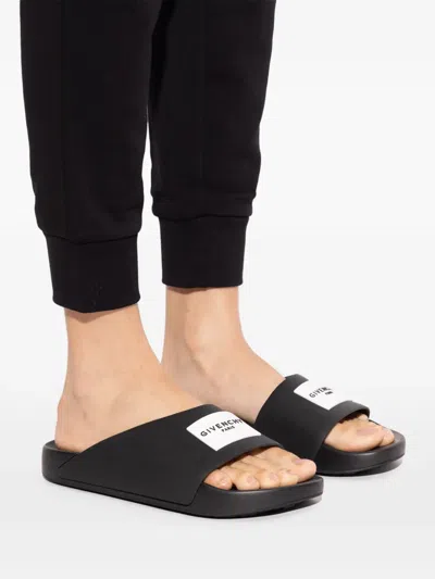Givenchy Logo Label Slide Sandals In Black
