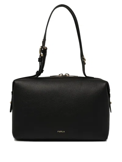 Furla Leather Tote Bag In Black