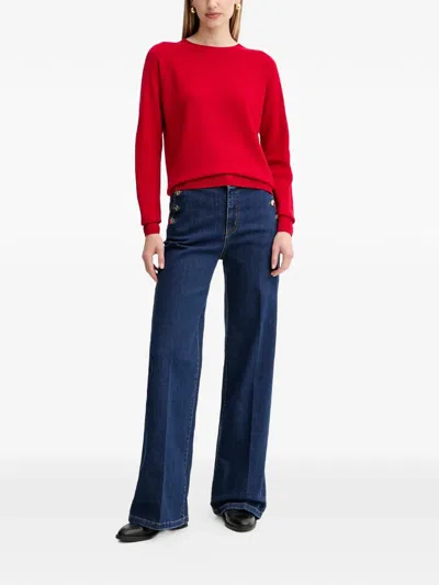 Fracomina Buttoned Denim Trousers In Blue