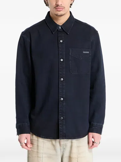 Calvin Klein Pocket Stone Shirt In Blue