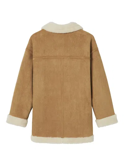 B+ab Faux Fur Collar Coat In Brown