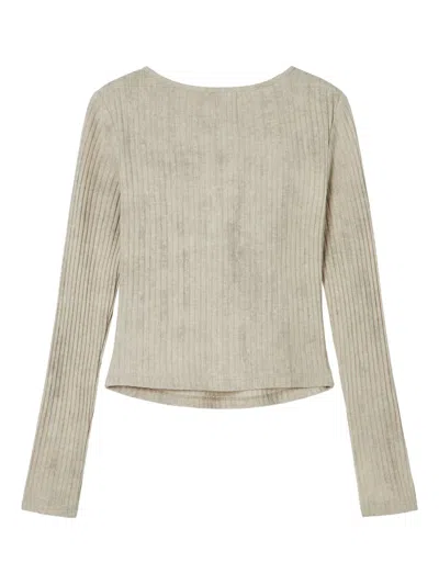 B+ab Button Ribbed Top In Neutral