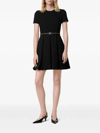 Versace A-line Belted Mini Dress In Animal Print