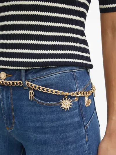 Fracomina Frayed Flared Cotton Jeans In Blue