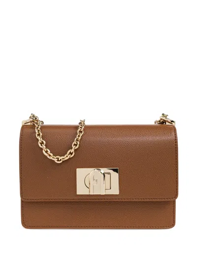 Furla Chain Padlock Tote Bag In Brown