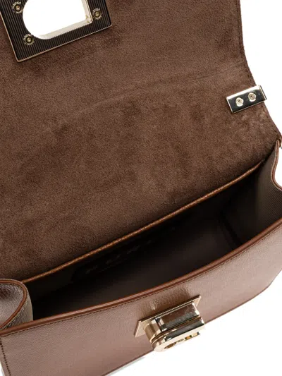 Furla Chain Padlock Tote Bag In Brown