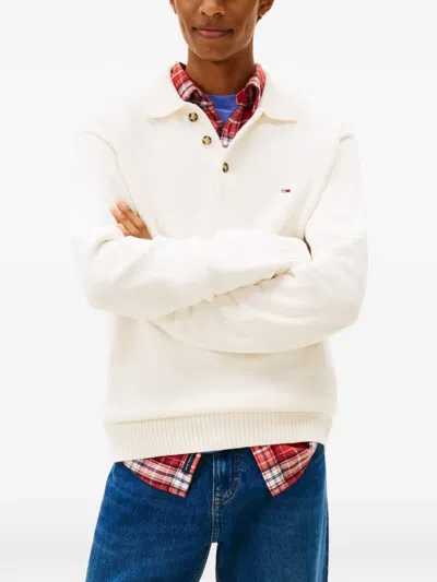 Tommy Jeans Collared Sweater In Neutral