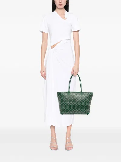 Pre-owned Goyard 2019 Ine Artois Mm Tote Bag In Green