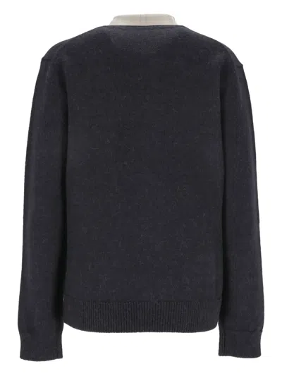 Loewe V-neck Long-sleeve Sweater In Blue