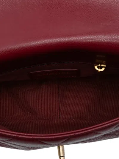 Pre-owned Chanel 2021-2025 Mini Quilted Caviar Twist Your Buttons Flap Crossbody Bag In Red