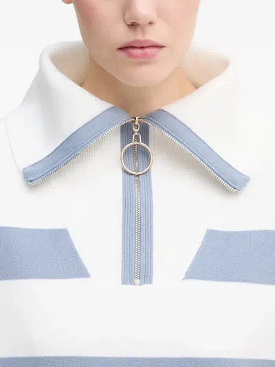 Joseph Ribkoff Striped Zip-up Sweater In White